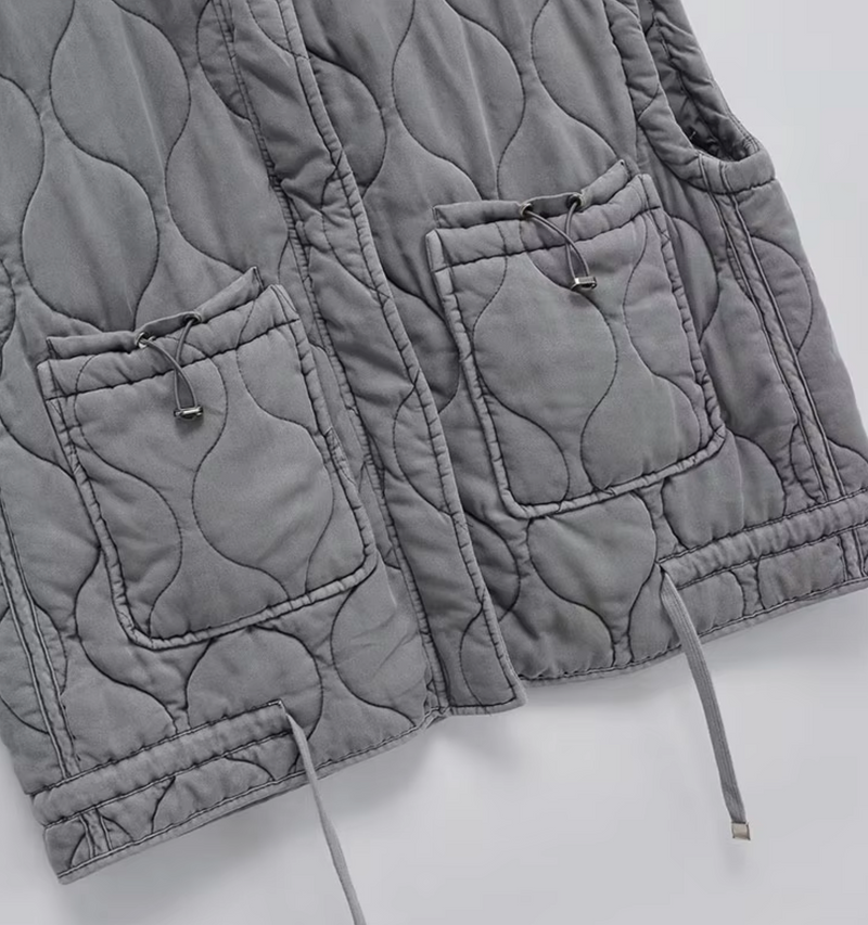 Grijze Mouwloze Katoenen Bodywarmer – Thalia