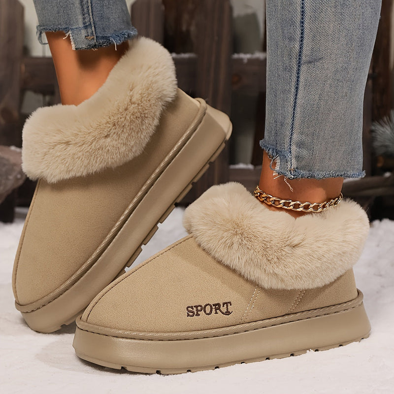 Warme Pluche Dames Pantoffels met Antislip Zool - Sienna