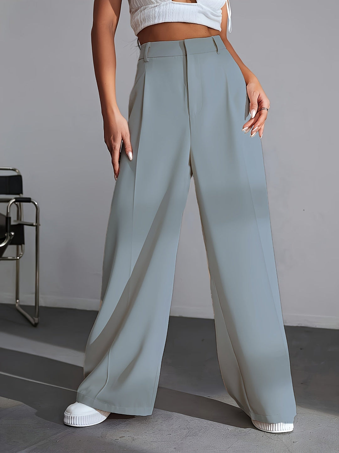 Luxe Effen Broek Met Wijde Pijpen - Lana