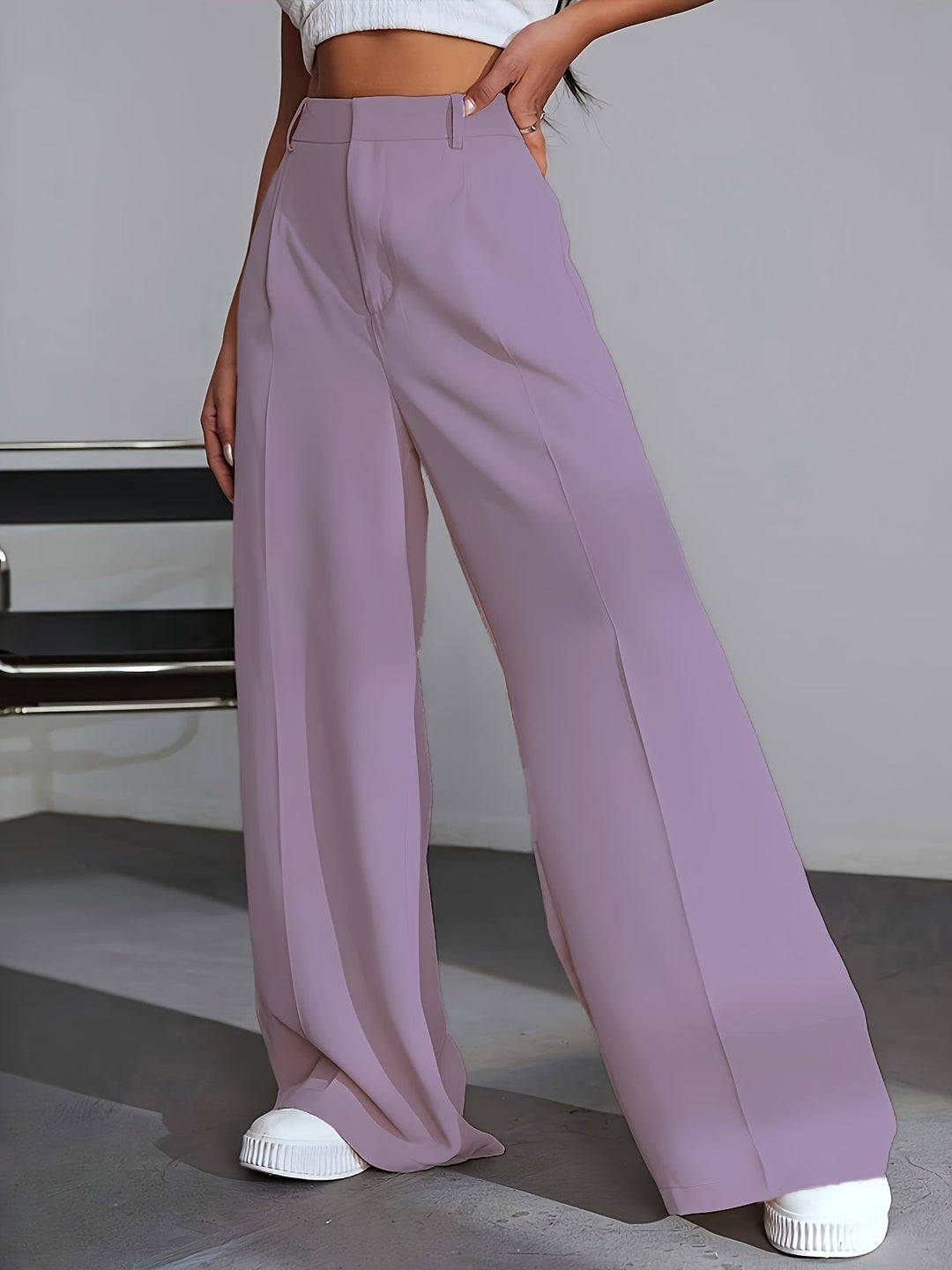 Luxe Effen Broek Met Wijde Pijpen - Lana