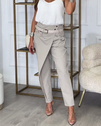 Trendy Dames Patchwork Broek met Riem - Liv