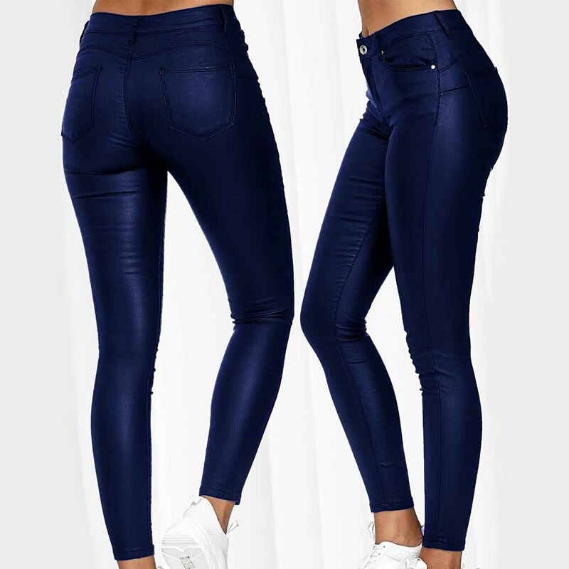 Leren stretchbroek met hoge taille – Raffaela