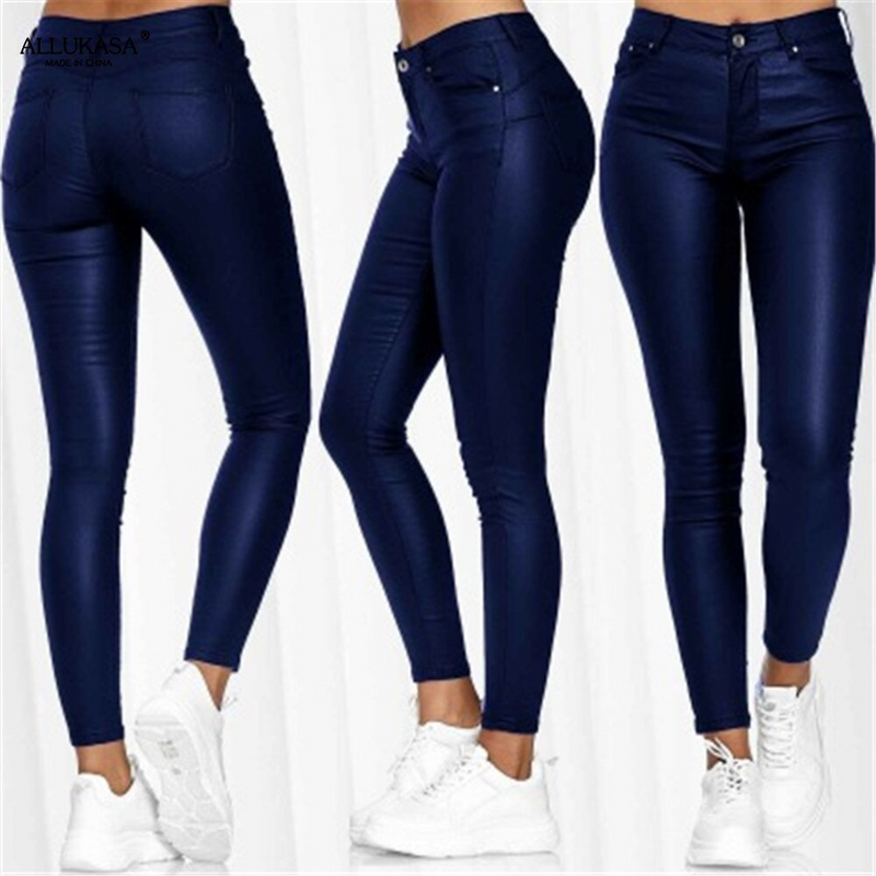 Leren stretchbroek met hoge taille – Raffaela