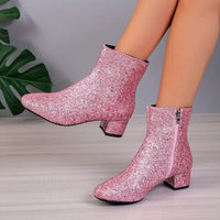 Dames Glitter Enkellaarsjes met Hak – Raelene