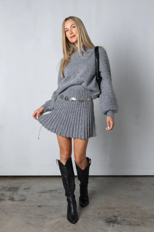 Trendy Geplooide Trui- en Rokset - Isabella
