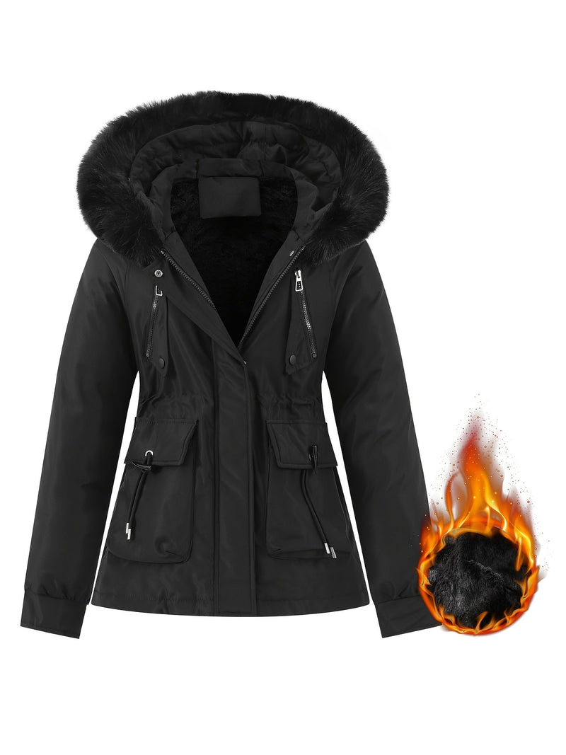 Dames Winterjas met Afneembare Bontcapuchon - Noëlle