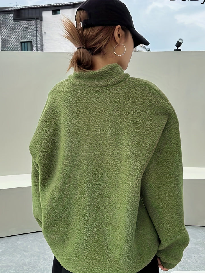 Effen Pullover Sweatshirt met Ritssluiting - Nina