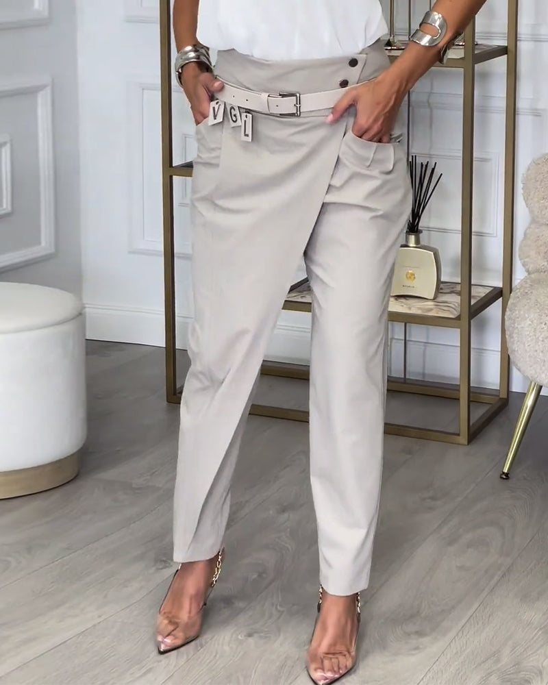 Trendy Dames Patchwork Broek met Riem - Liv