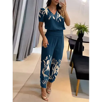 Trendy dames jumpsuit met korte mouwen en wijde pijpen - Alina