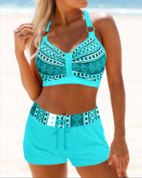 Bikini met Hoge Taille en Geometrisch Patroon – Serena