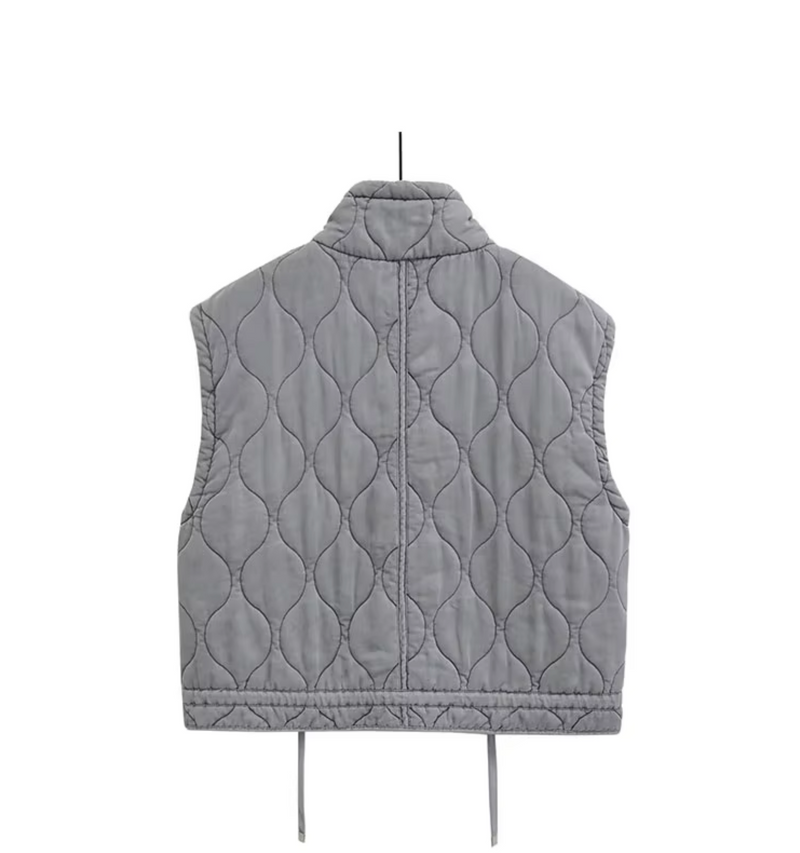 Grijze Mouwloze Katoenen Bodywarmer – Thalia
