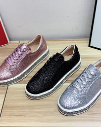 Stijlvolle Plateau Glitter Dames Sneakers - Sienna