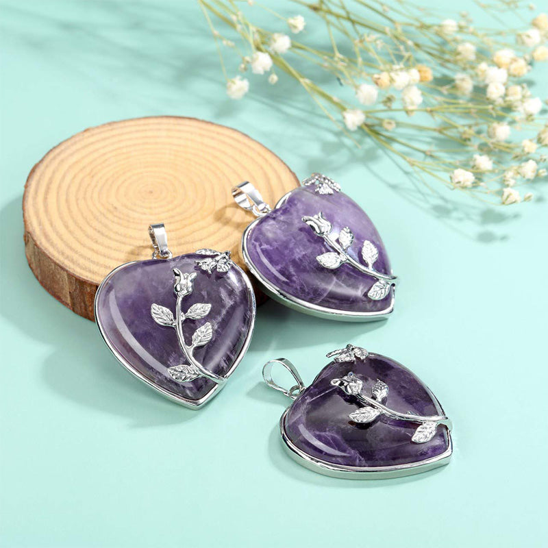 Stylowy naszyjnik z różowego kwarcu w kształcie serca - Amara