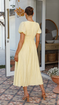 Boho-maxi jurk met V-hals en knopenrij – Yara