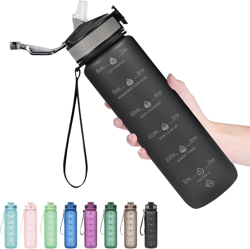 900ml Motivational Waterfles met Rietje
