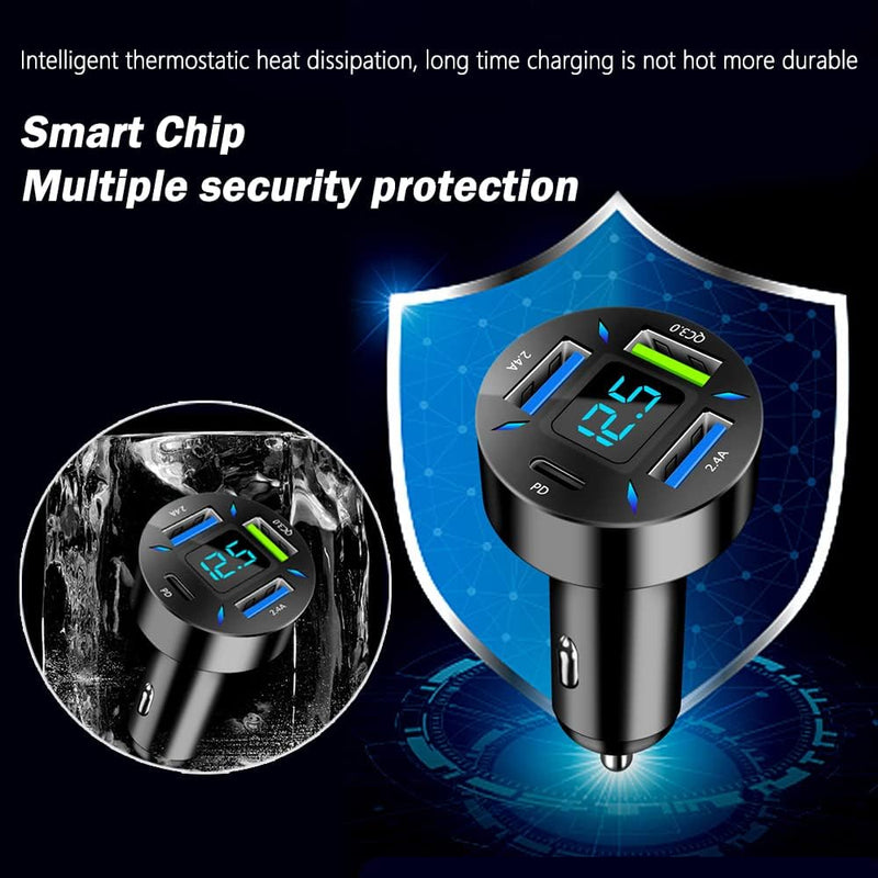 Autolader 66W Super Snelladen met USB PD & QC 3.0 – Universeel voor 12-24V Sigarettenaansteker