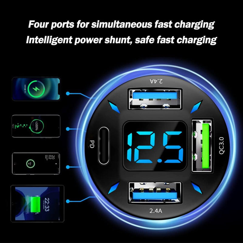 Autolader 66W Super Snelladen met USB PD & QC 3.0 – Universeel voor 12-24V Sigarettenaansteker