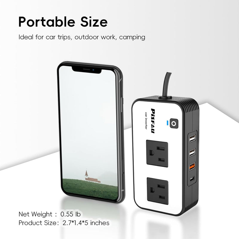 200W Auto Omvormer – DC 12V naar 220V AC Met USB-C & Snellader