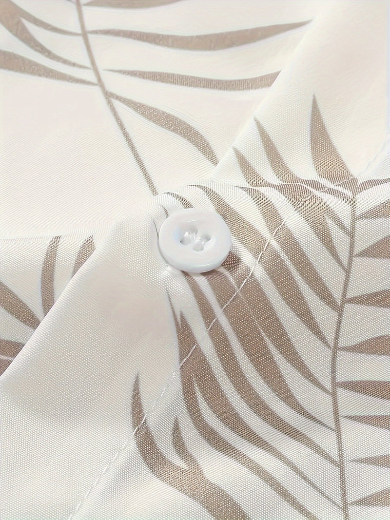 Tweedelige Heren Zomer Set met Bladprint - Kiano