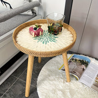 Scandinavische Rotan Bijzettafel - Elin