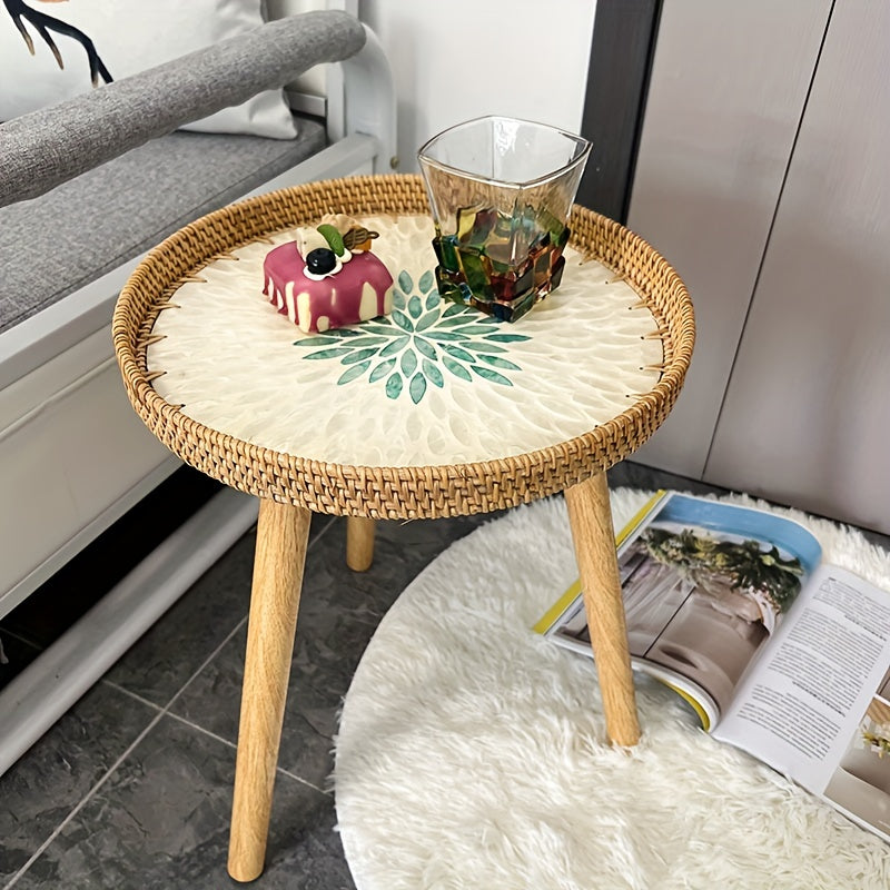 Scandinavische Rotan Bijzettafel - Elin