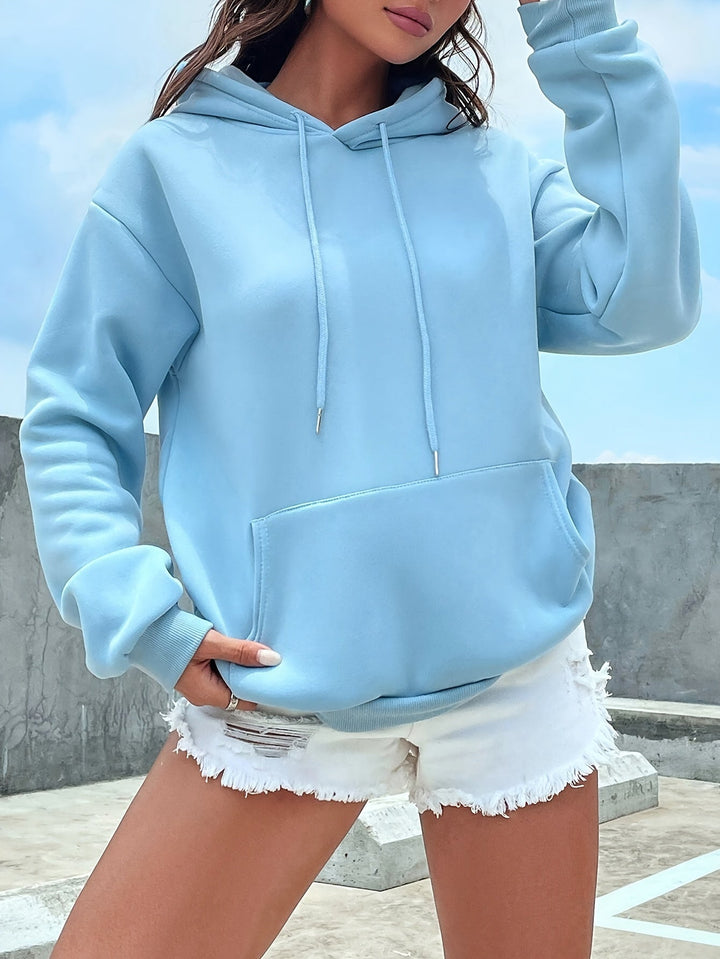 Zachte Plush Pullover Hoodie met Capuchon voor Dames - Lila