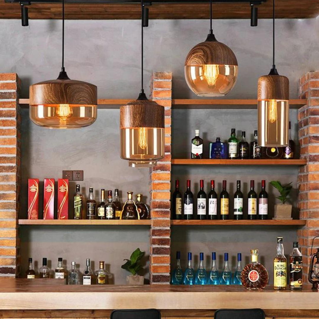 Stylowa skandynawska drewniana lampa sufitowa - NordLuna