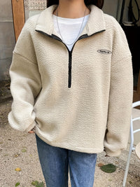 Effen Pullover Sweatshirt met Ritssluiting - Nina