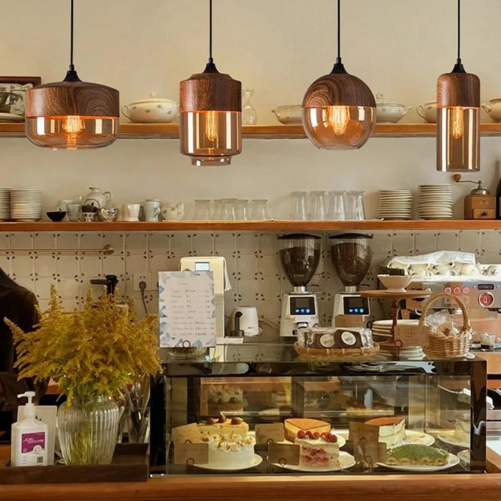 Stylowa skandynawska drewniana lampa sufitowa - NordLuna