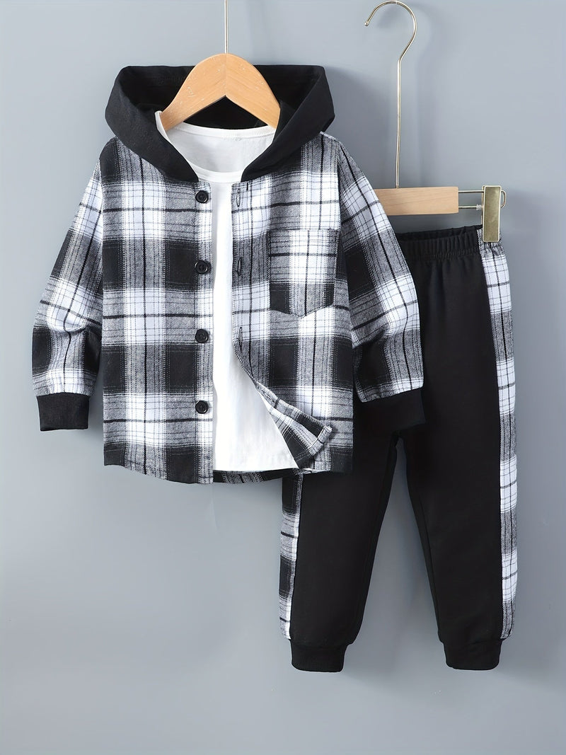 2-delige Jongensset Jordy met Geruite Hoodie en Joggingbroek