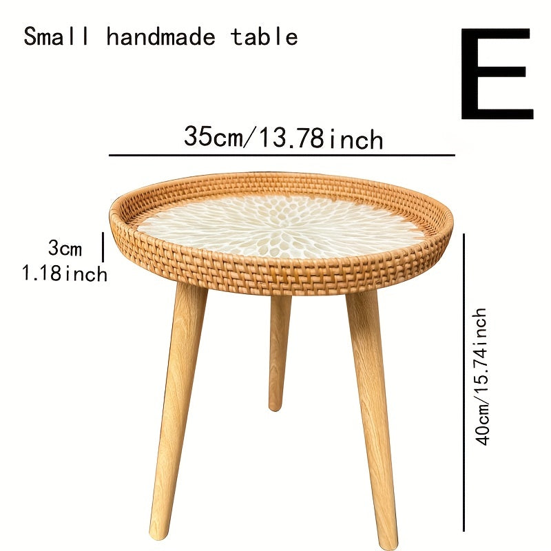 Scandinavische Rotan Bijzettafel - Elin