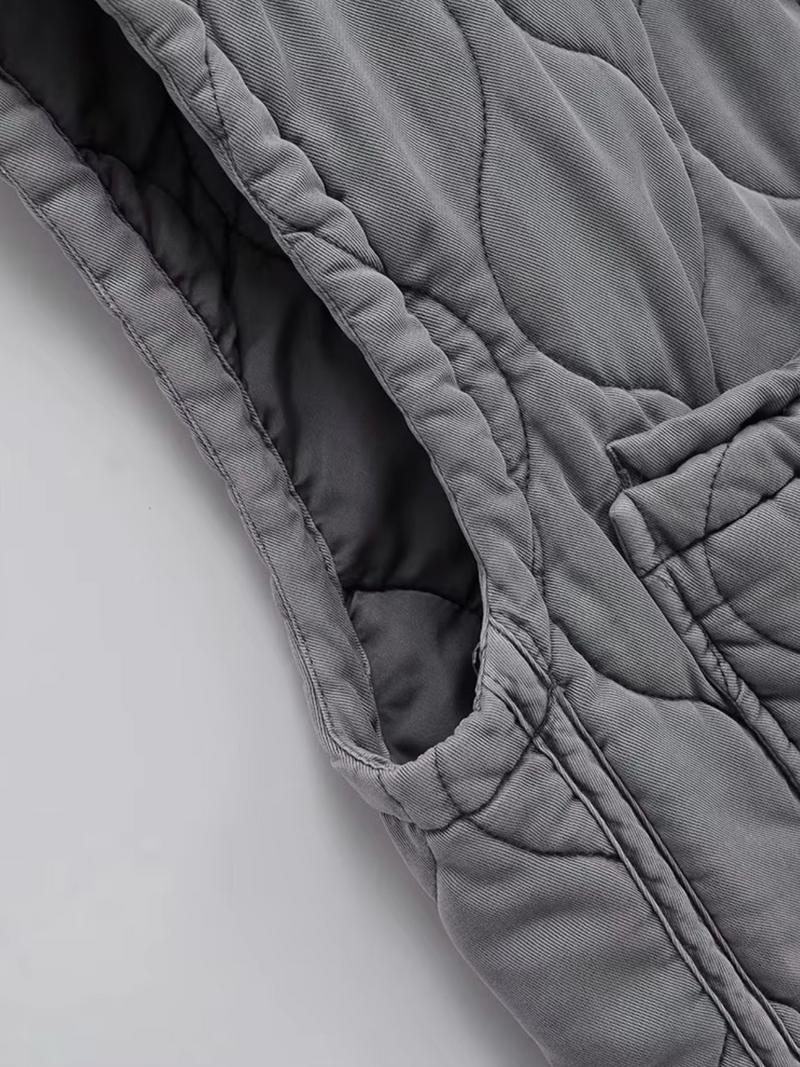 Grijze Mouwloze Katoenen Bodywarmer – Thalia