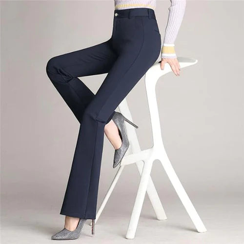 Slanke Uitlopende High Waist Broek – Mila