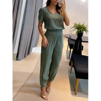 Trendy dames jumpsuit met korte mouwen en wijde pijpen - Alina
