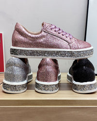 Stijlvolle Plateau Glitter Dames Sneakers - Sienna