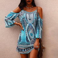 Off-Shoulder Zomerjurk met Etnische Print - Eliana