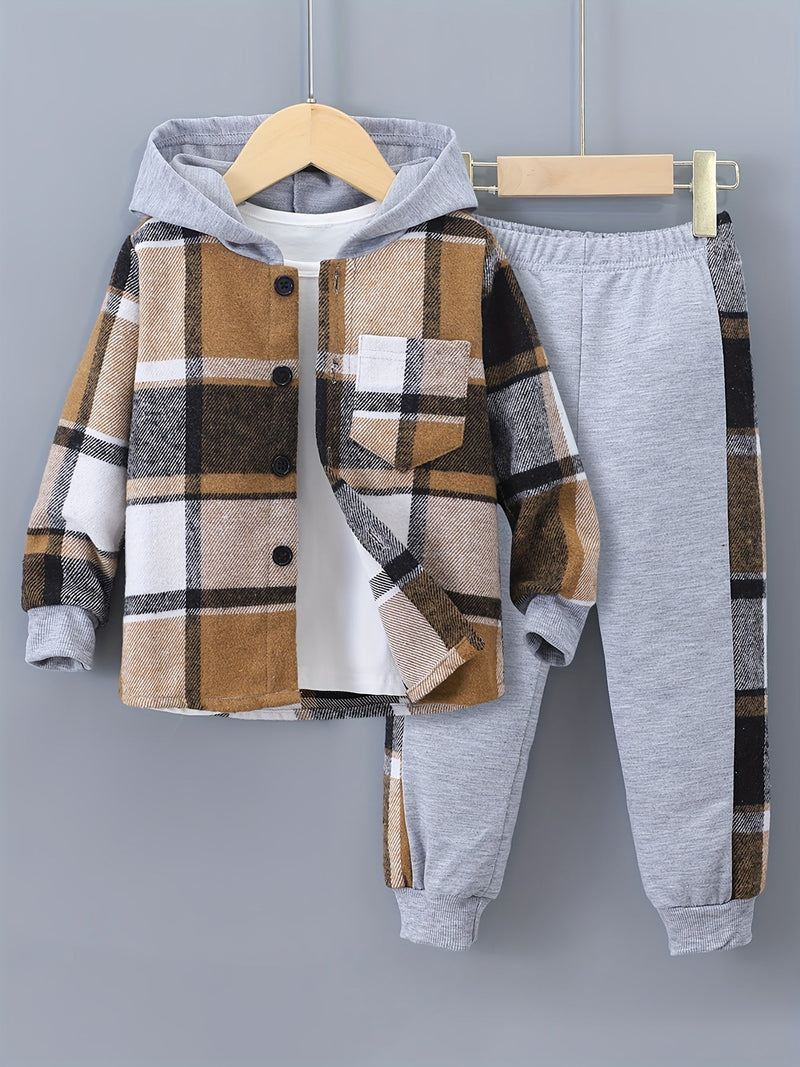 2-delige Jongensset Jordy met Geruite Hoodie en Joggingbroek