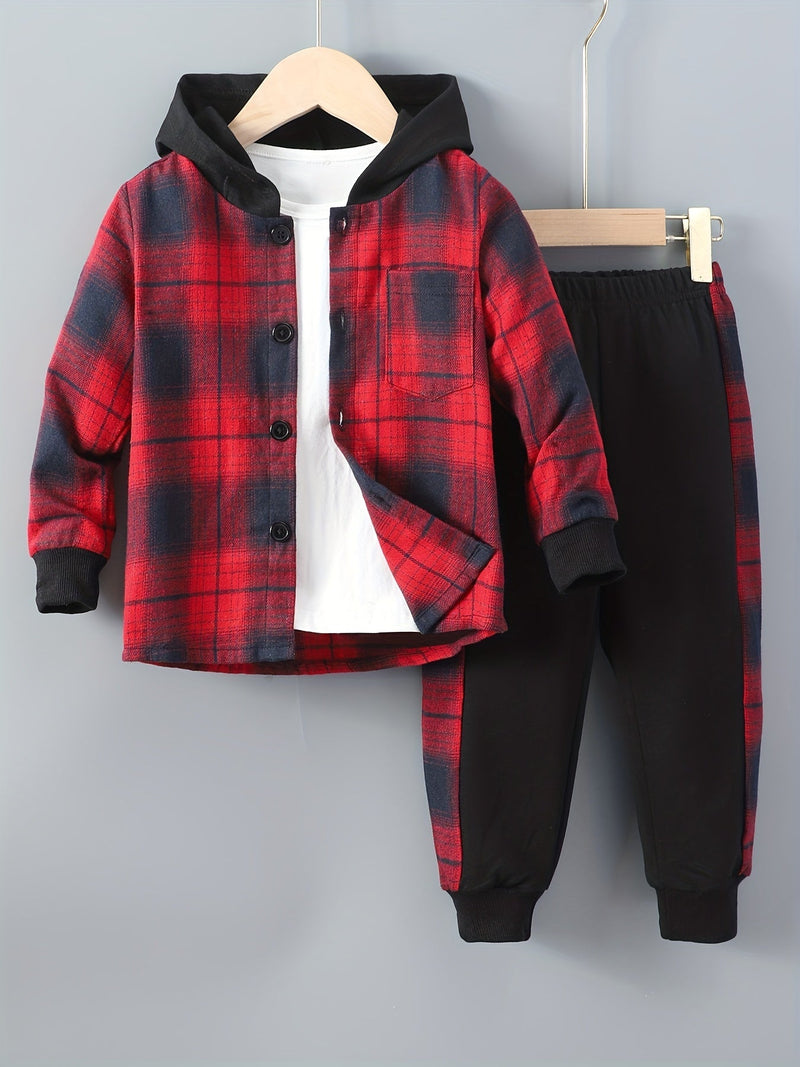 2-delige Jongensset Jordy met Geruite Hoodie en Joggingbroek