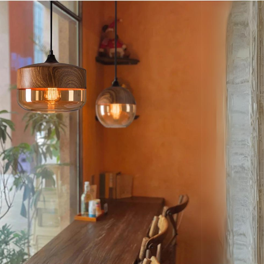 Stylowa skandynawska drewniana lampa sufitowa - NordLuna