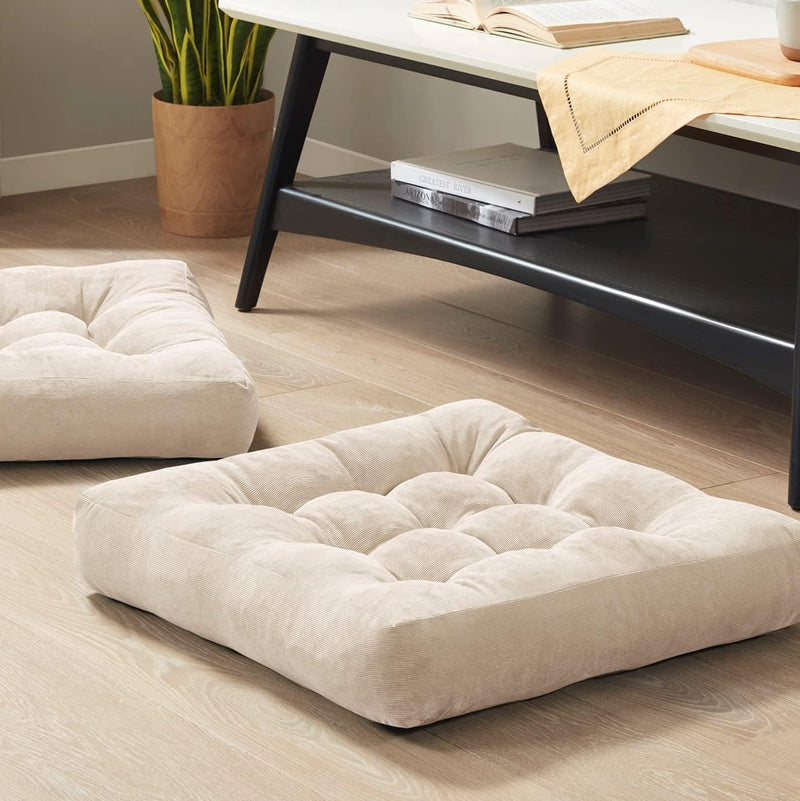 Set van 2 Meditatiekussens - Grote Tufted Corduroy Kussens
