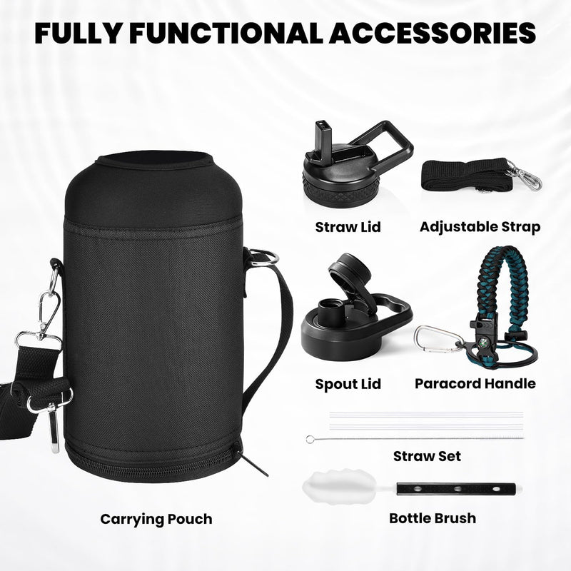 Geïsoleerde Waterfles – Lekvrij & BPA-vrij met Paracord Handvat