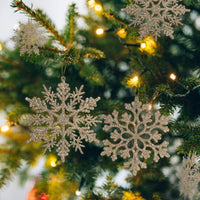 Sneeuwvlok Kerstornamenten Set - FrostedElegance