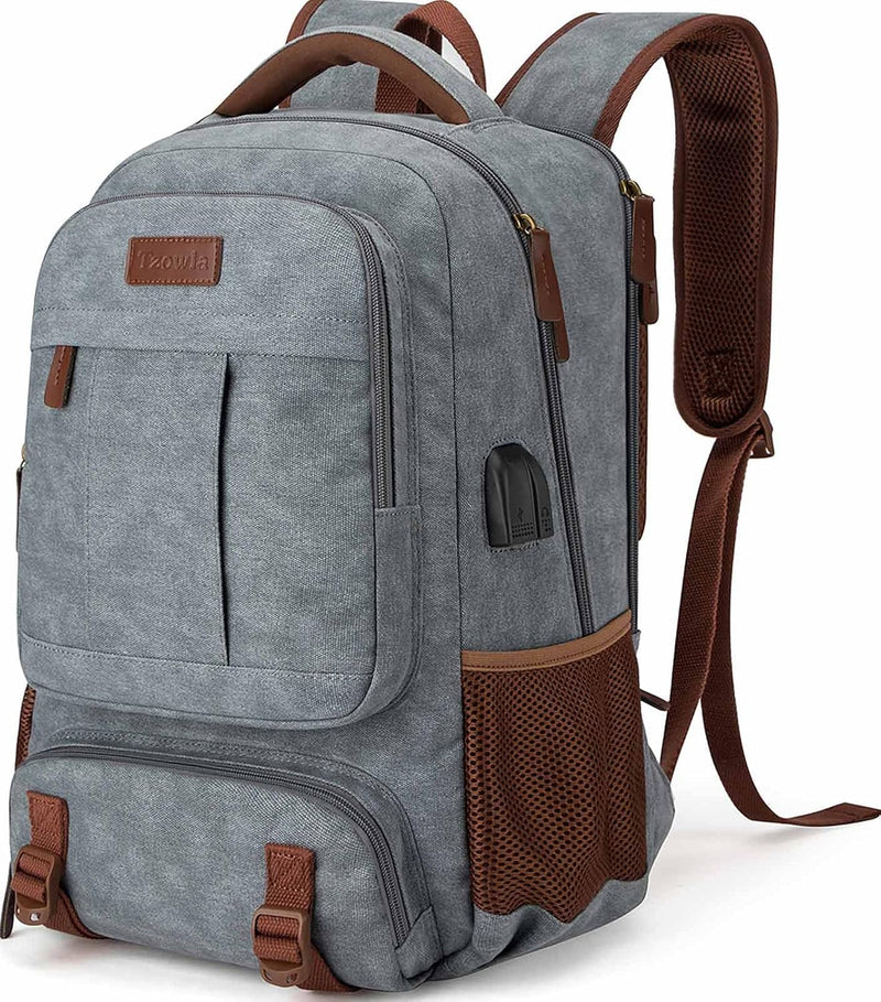 Anti-Diefstal Canvas Laptop- & Reisrugzak met USB-poort – Geschikt voor laptops tot 17,3"