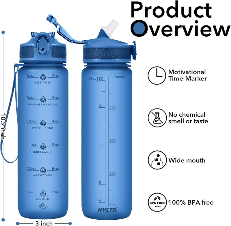 900ml Motivational Waterfles met Rietje