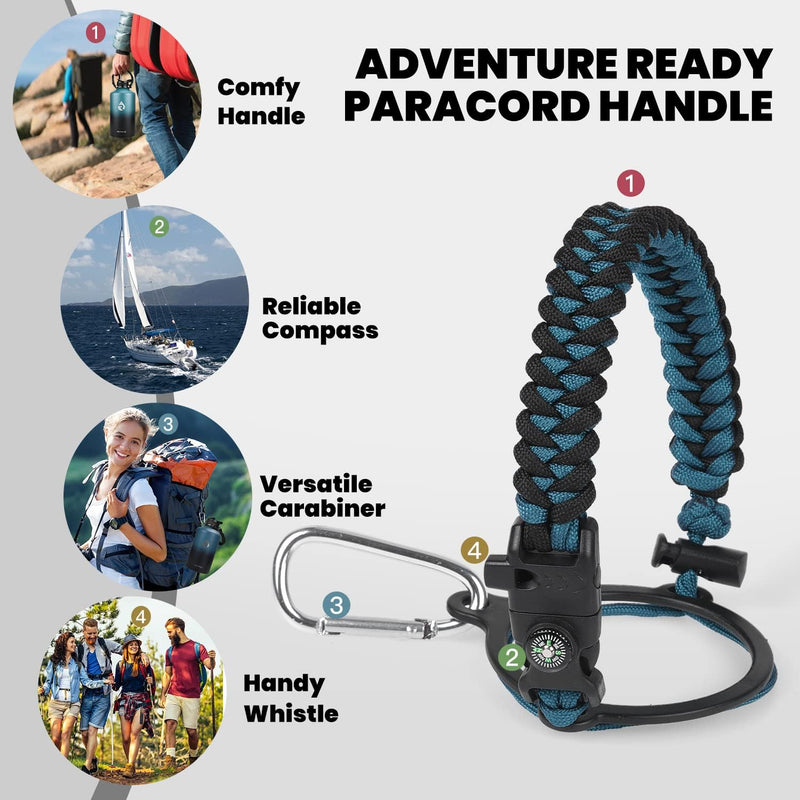 Geïsoleerde Waterfles – Lekvrij & BPA-vrij met Paracord Handvat