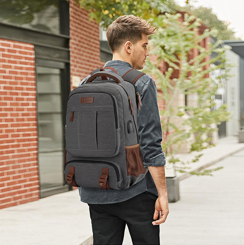 Anti-Diefstal Canvas Laptop- & Reisrugzak met USB-poort – Geschikt voor laptops tot 17,3"
