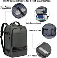 Uitbreidbare 45L–55L waterbestendige reiserugzak met 18" laptopvak