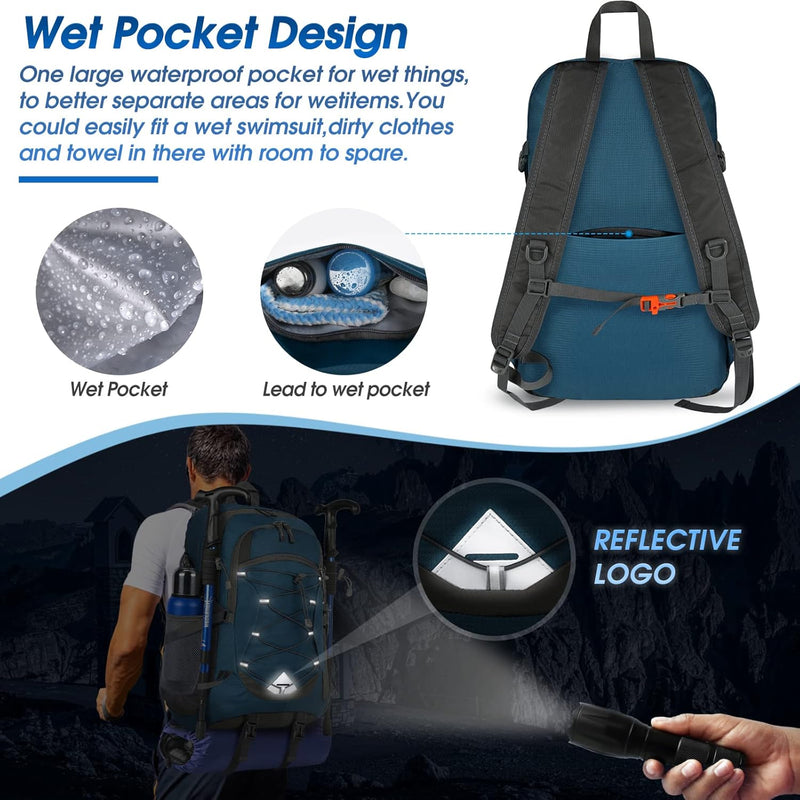 40L Waterdichte Wandel- & Kampeerrugzak – Lichtgewicht & Opvouwbaar – 1+1 GRATIS
