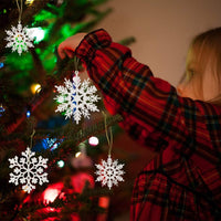 Sneeuwvlok Kerstornamenten Set - FrostedElegance