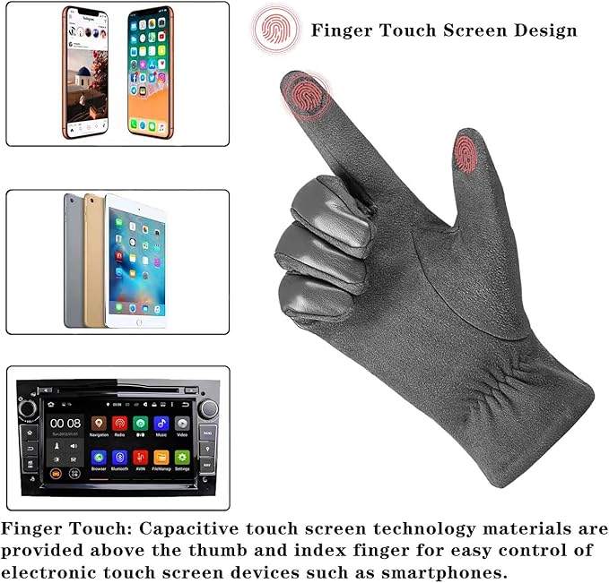 Winter Touchscreen Handschoenen van Suède Leer - Victor